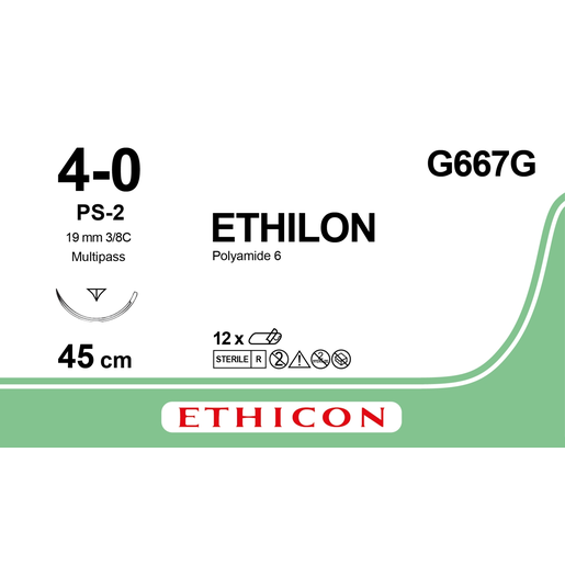ETHILON 4-0 PS-2 MP 45CM GREEN