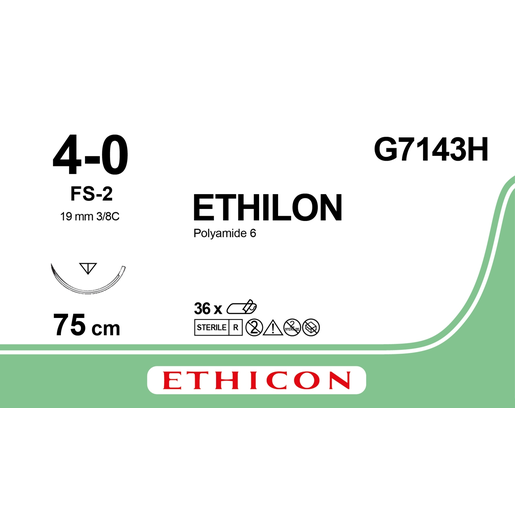 ETHILON 4-0 FS-2 75CM GREEN   